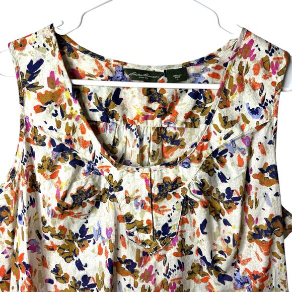 Eddie Bauer Abstract Floral Sleeveless Blouse Top Women's Large Summer Spring - Picture 2 of 7